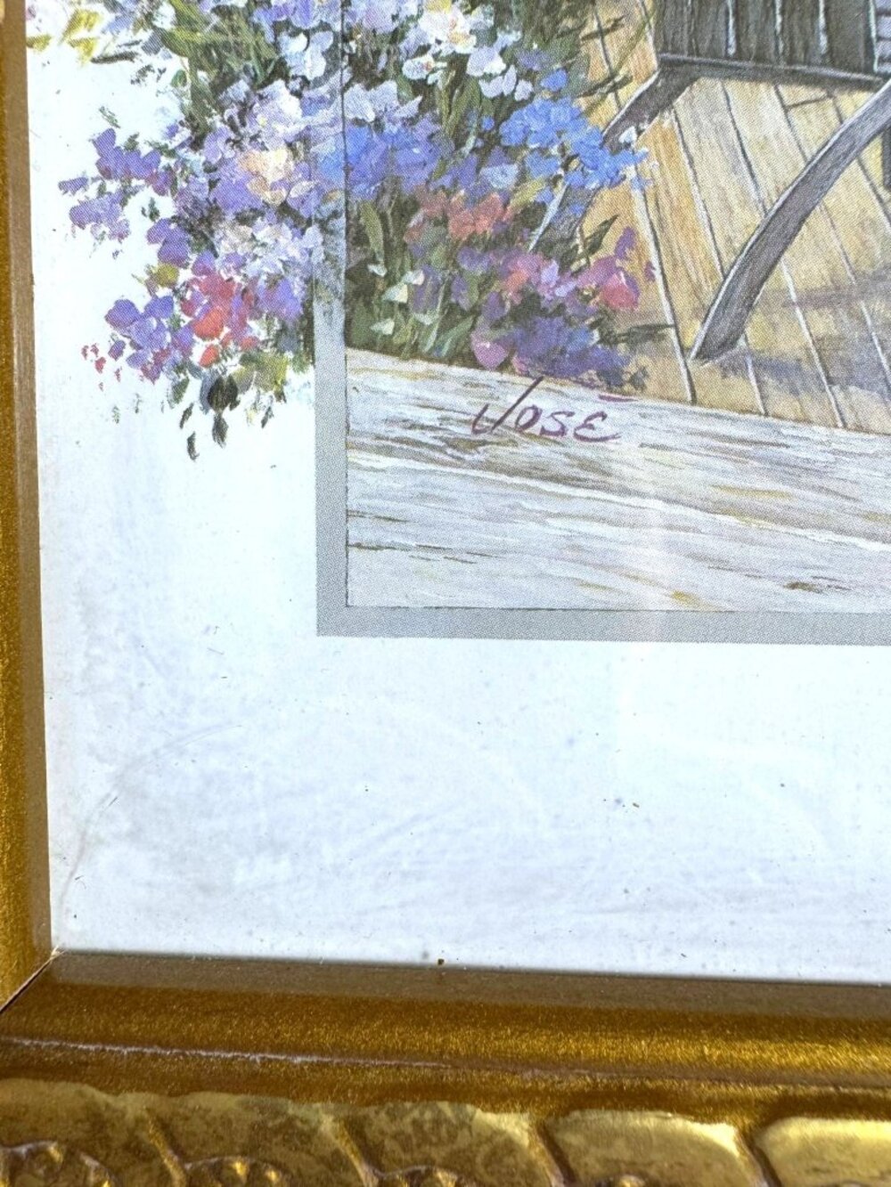 Pair of Vintage Framed Art Prints Coastal Mediterranean Deck and Balcony Scenes - Picture 5 of 11